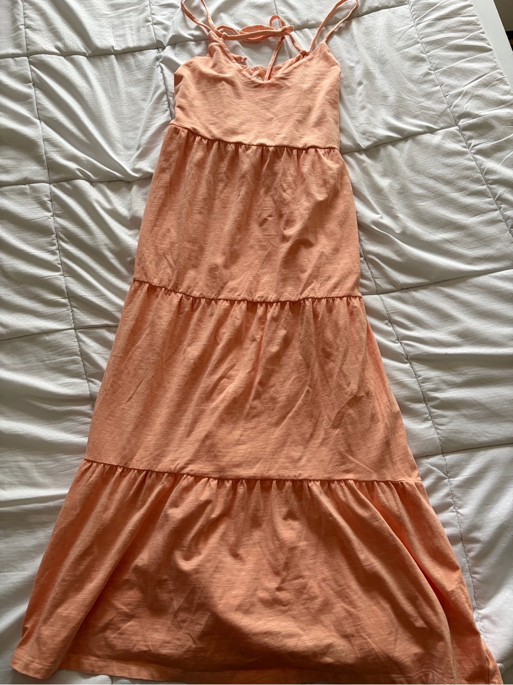 Old Navy Peach Tiered Maxi Dress with Spaghetti Straps